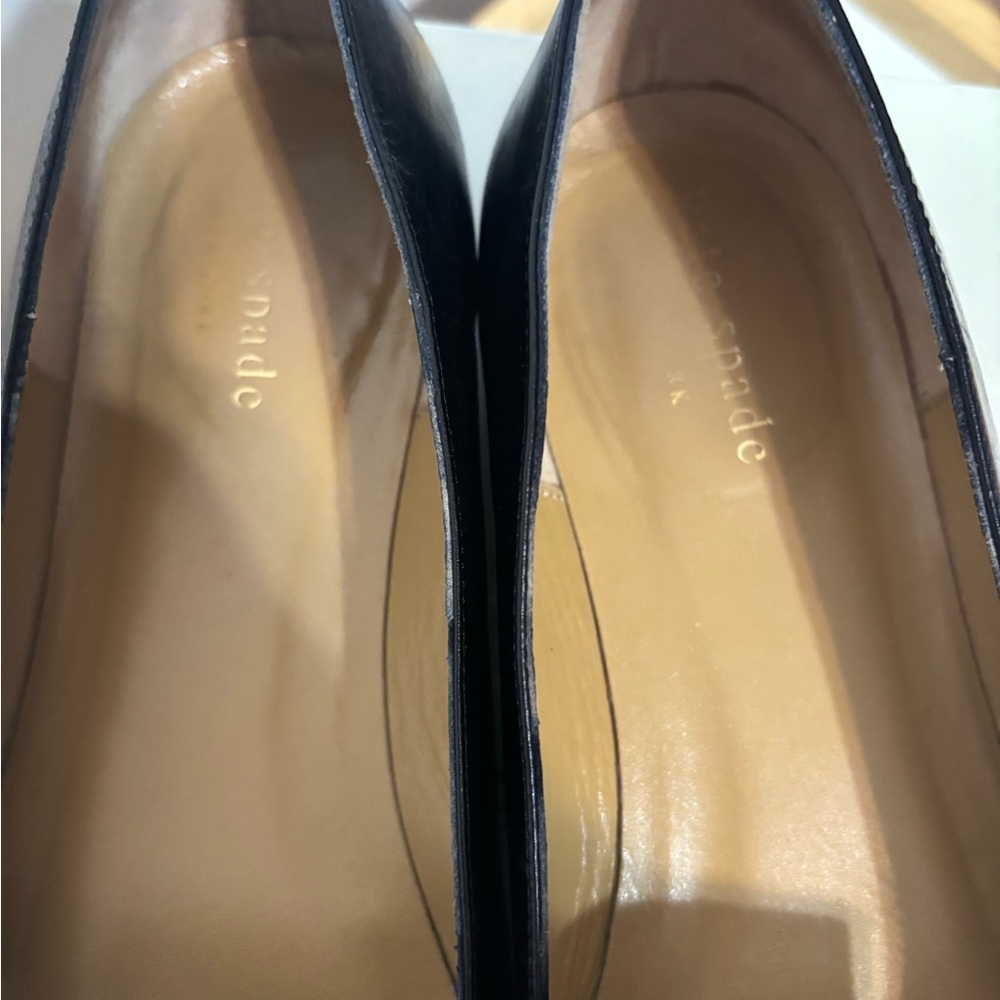 kate spade Courtney Black Leather Loafers with Gold Chain Accent - Picture 7 of 11